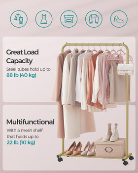SONGMICS dense mesh shelf stores shoes and boxes neatly.