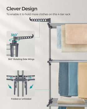 Songmics Dove Gray rack folds compactly for storage.