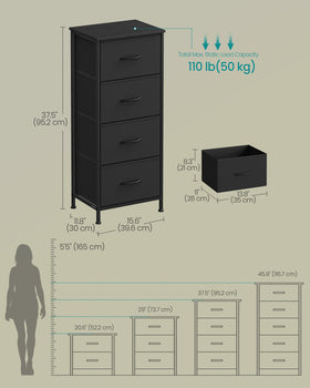 SONGMICS dresser adjustable feet stabilize on uneven floors