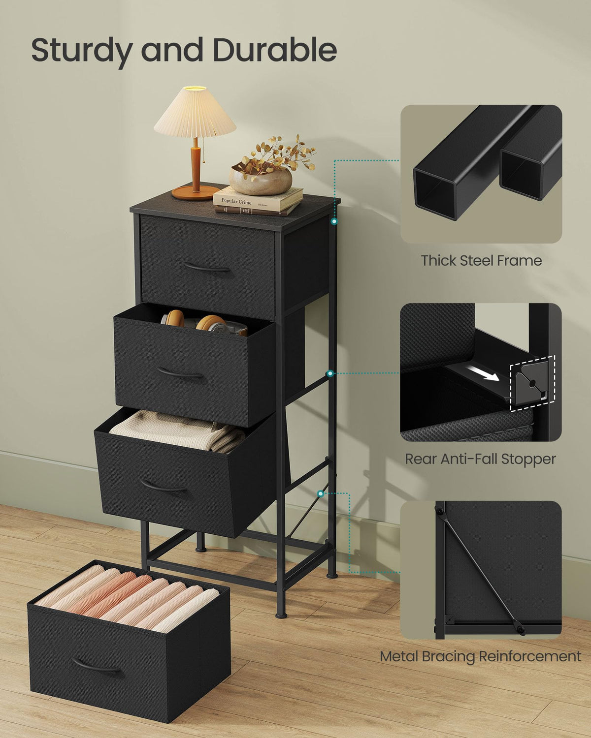 SONGMICS dresser anti-tip kit enhances safety and stability