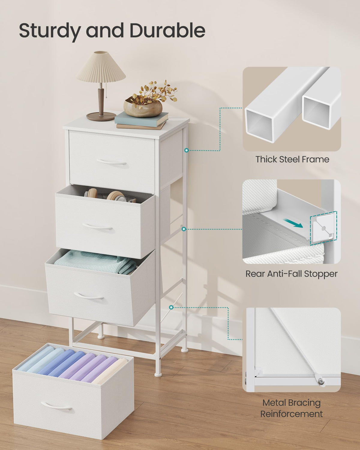 SONGMICS dresser fits bedrooms, entryways, and living spaces.