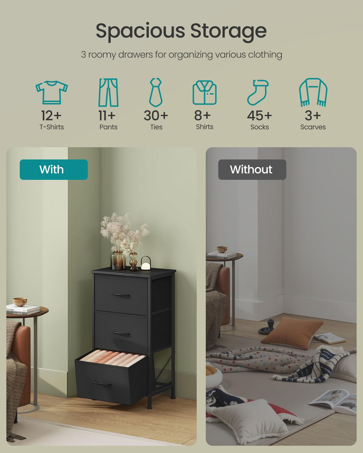 SONGMICS dresser steel frame for durable daily use