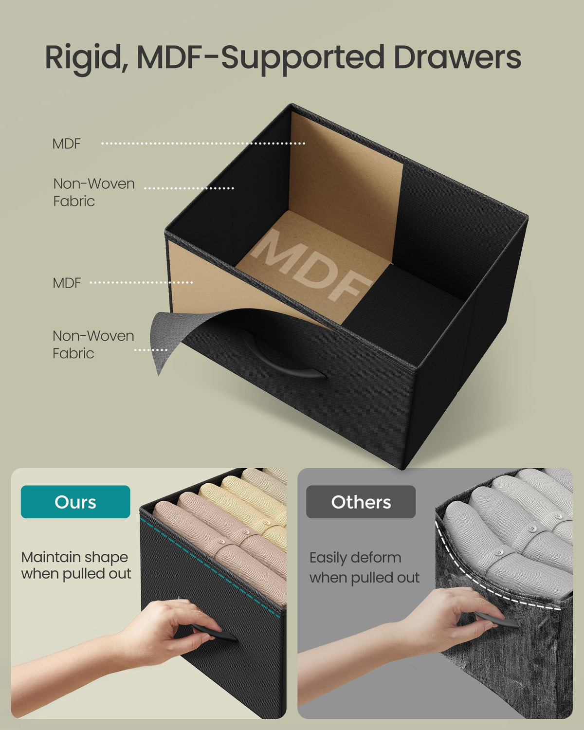 SONGMICS dresser top surface shown with decor and essentials for display