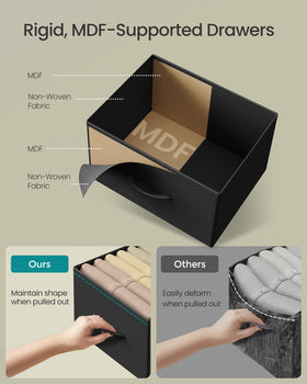 SONGMICS dresser top surface shown with decor and essentials for display