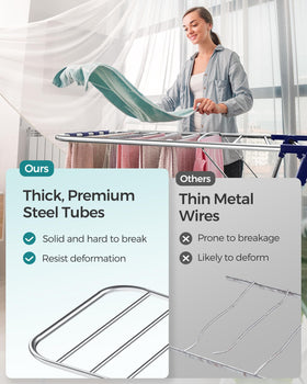 SONGMICS 2-level design helps keep clothes organized while drying.