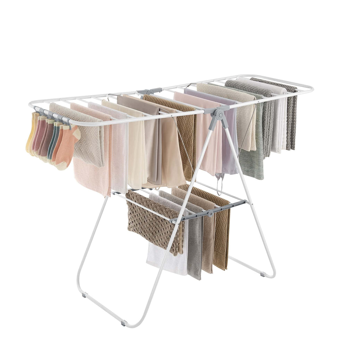 SongMics drying rack with 24 rods offering ample space for bulky laundry.