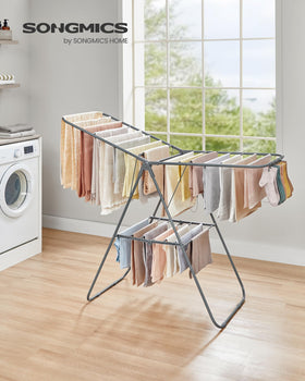 SONGMICS drying rack adjustable-wings for versatile drying options.