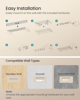 Songmics wall rack ready for quick installation with mounting template