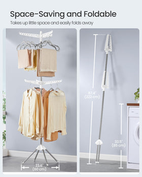 SONGMICS foldable drying rack compact storage after folding.