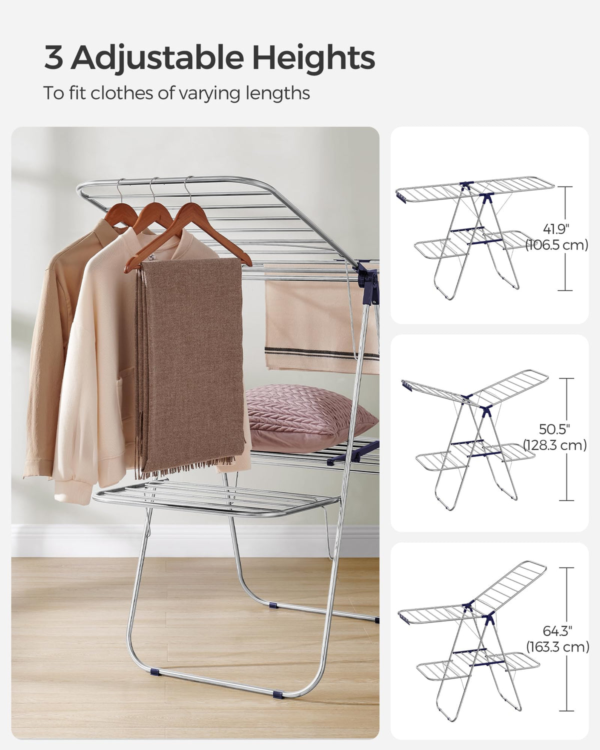 SONGMICS foldable frame folds flat for compact storage after use.