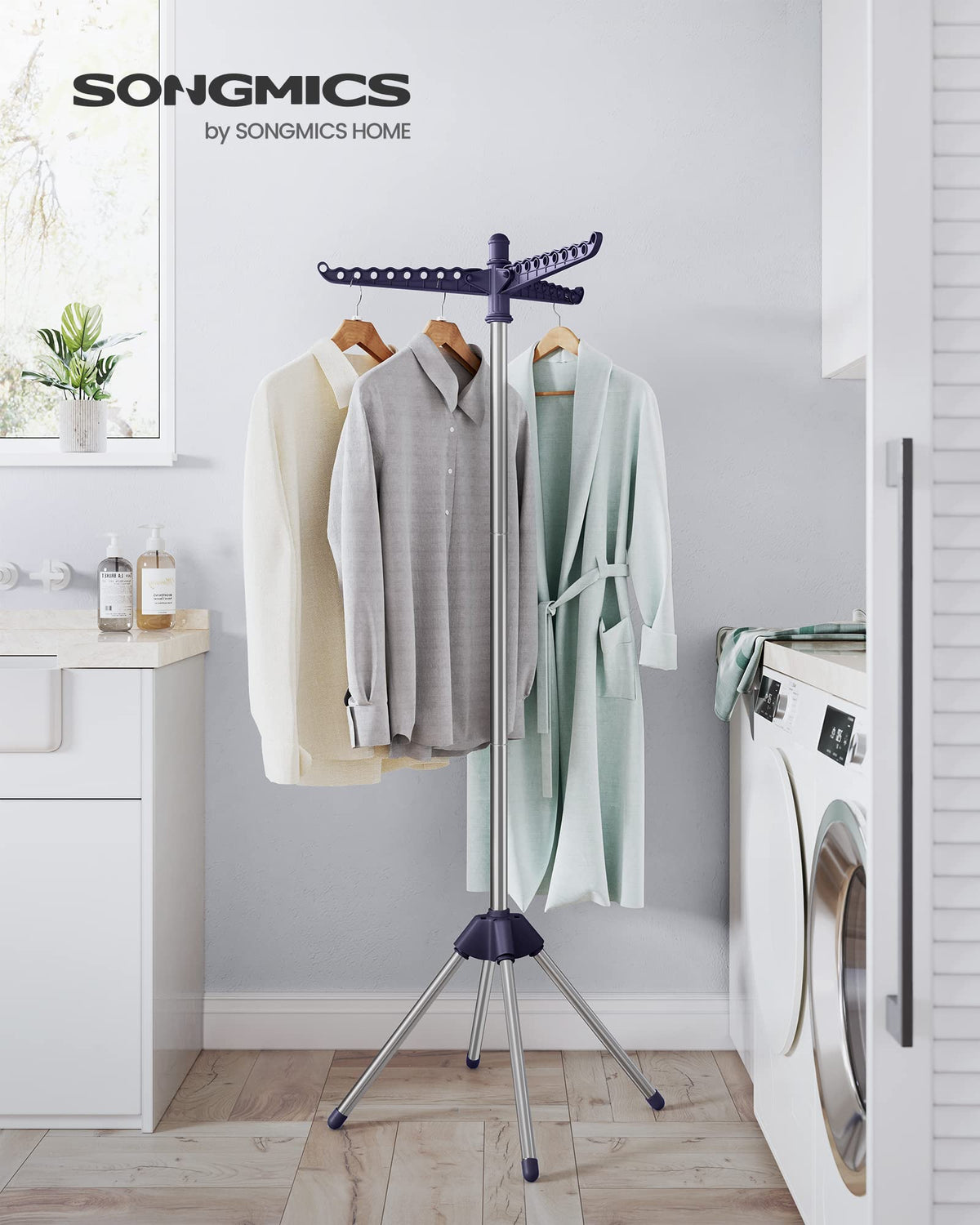 SongMics folding rack demonstrates compact storage after use.