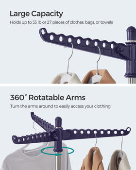 SongMics drying arms include hanger holes to hold garments steady.