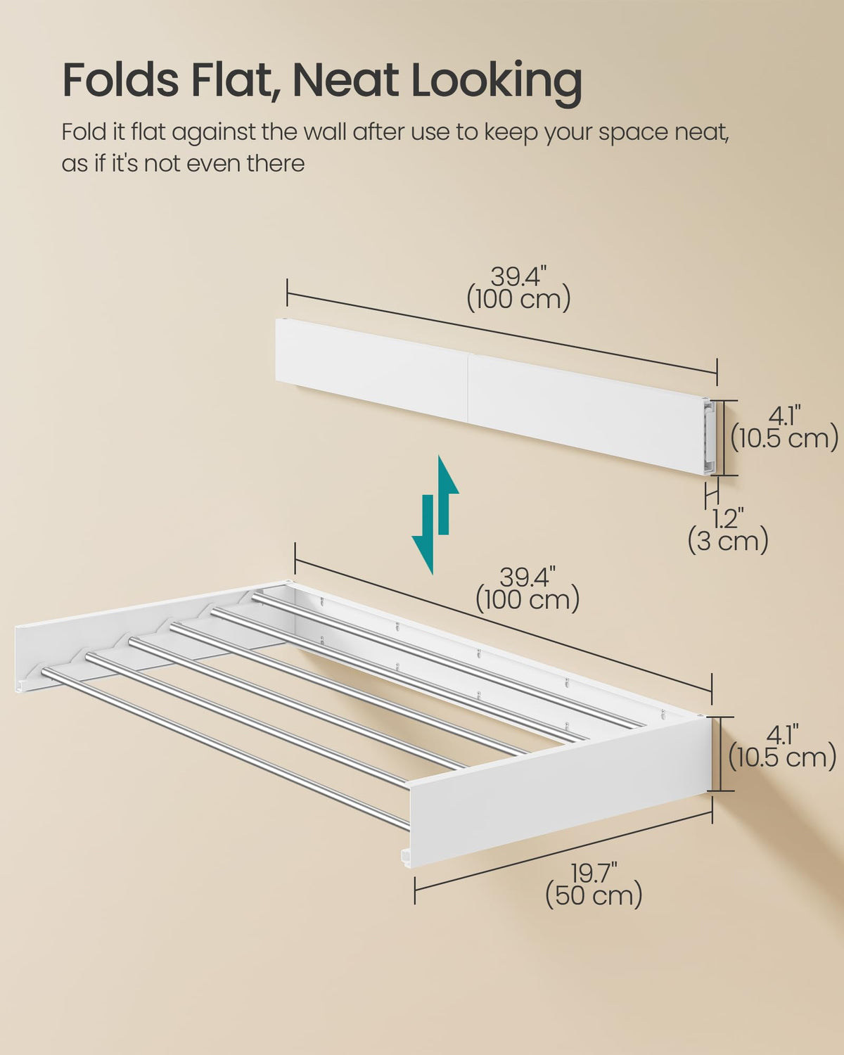 Songmics drying rack in a clean indoor laundry room setting