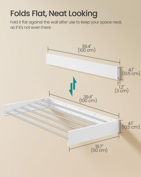 Songmics drying rack in a clean indoor laundry room setting