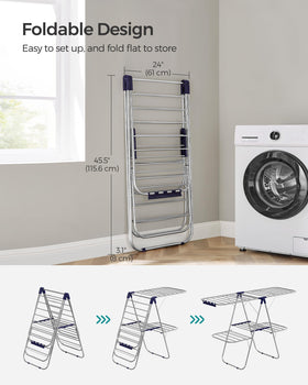 SONGMICS movable rack positioned for balcony or laundry room use.