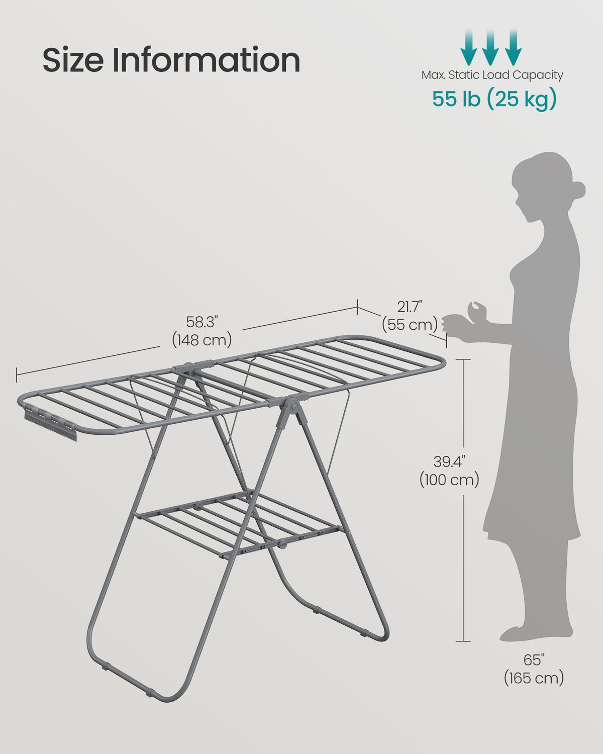 SONGMICS drying rack rust-resistant tubes ensure long lasting use.
