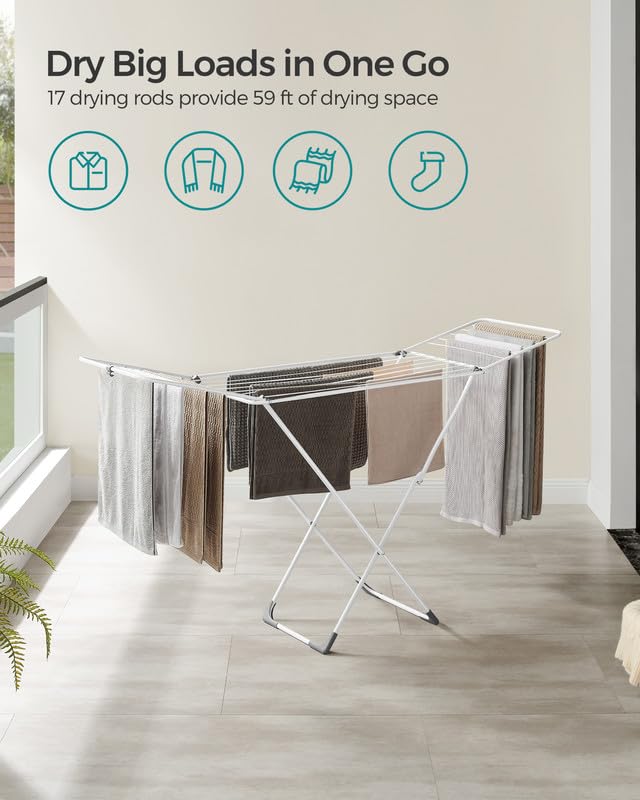 SongMics drying rack ULLR540W01-two-wings-design offers extra drying area for larger items.