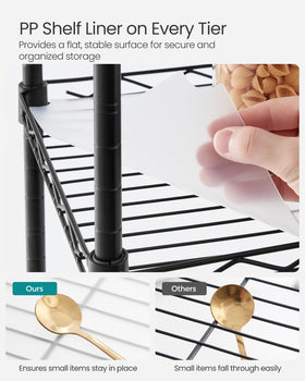 Songmics easy-clean PP shelf liners protect small items and simplify cleaning