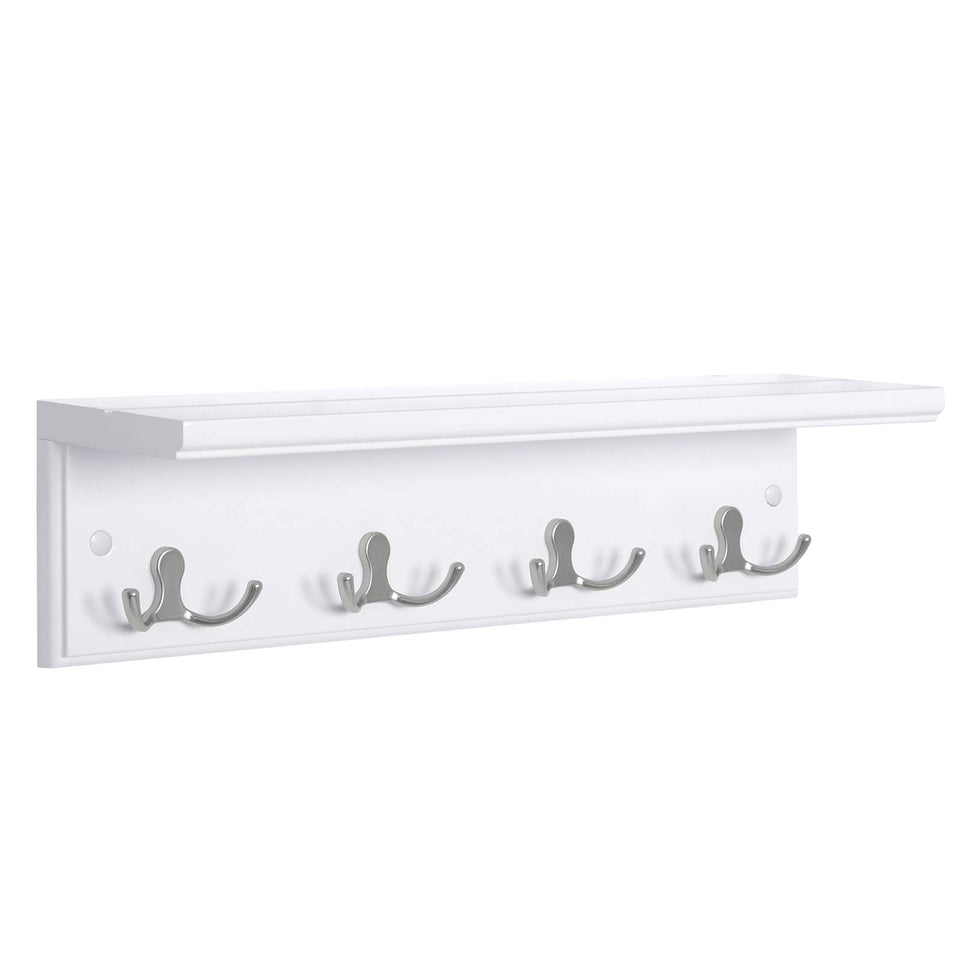 Songmics entryway hanging coat rack with four dual hooks keeps coats organized