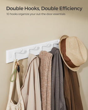 SONGMICS entryway coat rack blends white finish with decor.