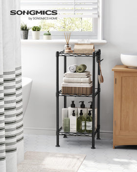 Songmics extendable bathroom shelf design expands storage height as needed