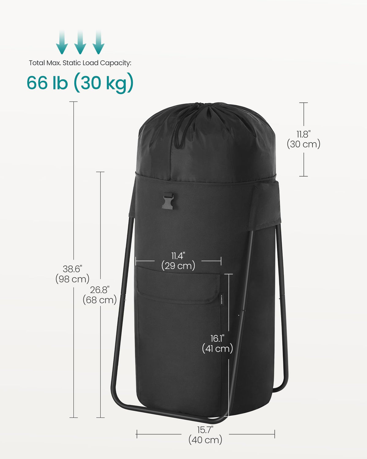 SONGMICS extended height up to 38.6 inches for easy loading at laundromats.