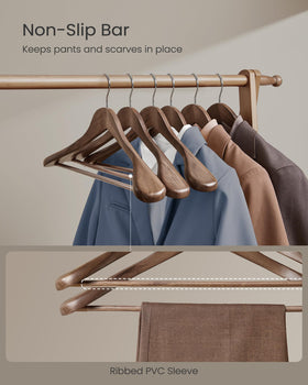 SONGMICS heavy-duty hanger design supports coats and suits
