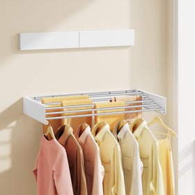 SongMics fold-out drying rack extended, providing a large drying area for clothes.
