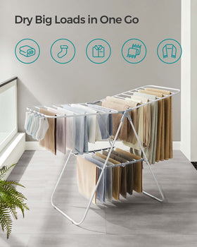 Folded SongMics drying rack ready for compact storage in tight spaces.