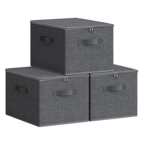 SONGMICS foldable storage boxes with lids keep seasonal garments tidy and dust-free.