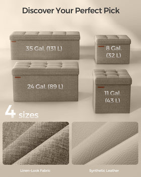 SONGMICS ottoman supports up to 660 lb for sturdy seating and storage use.