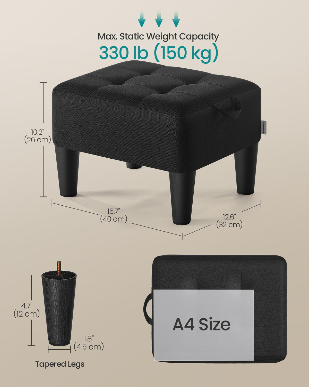 Songmics foot stool assembly image with legs for quick setup.
