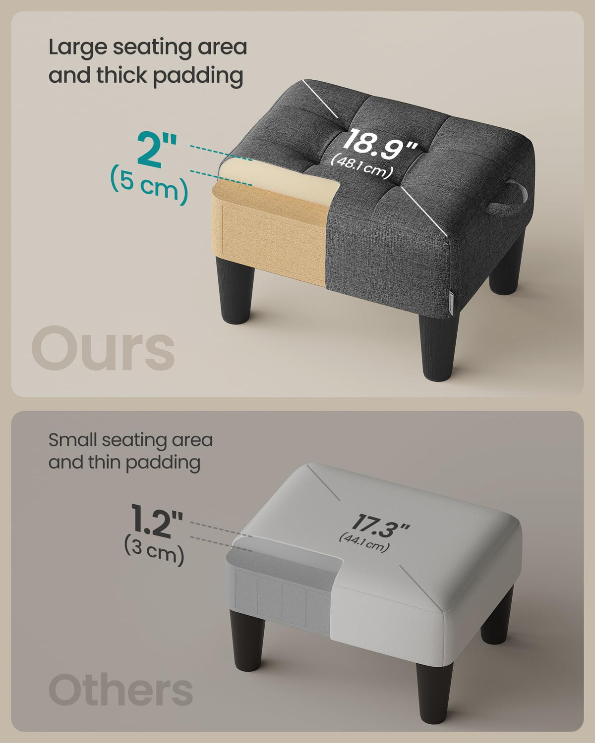 Songmics foot stool includes a hidden compartment for small items.