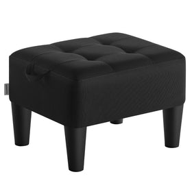 Songmics foot stool with legs, linen-look fabric for breathable comfort.