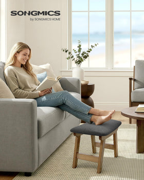 SONGMICS Foot Stool Ottoman curved cushion supports comfortable, ergonomic seating