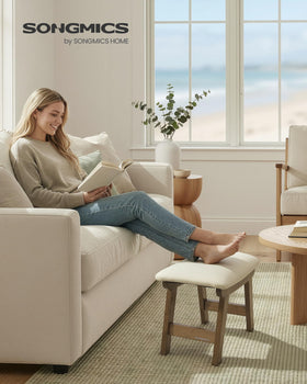 SONGMICS padded cushion foot rest delivers plush support during long work sessions