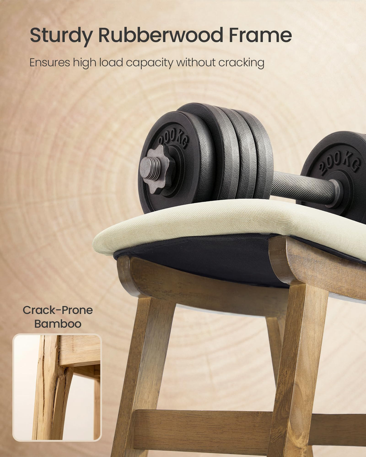 SONGMICS sturdy rubberwood frame ensures durable use at home or office