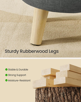 Songmics footstool beside the sofa offers cozy, accessible seating.