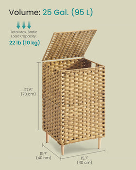 Songmics goose yellow laundry hamper placed in a bedroom for a tidy look