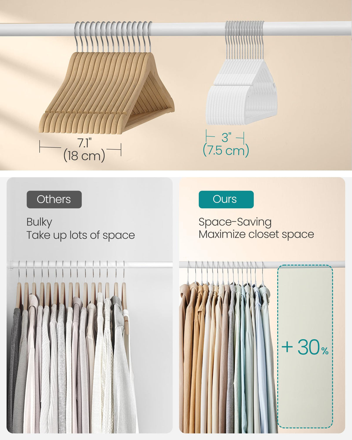 SongMics pant bar keeps trousers neatly aligned and organized