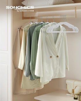 SongMics hangers with wide shoulder notches securely hold camisoles and dresses