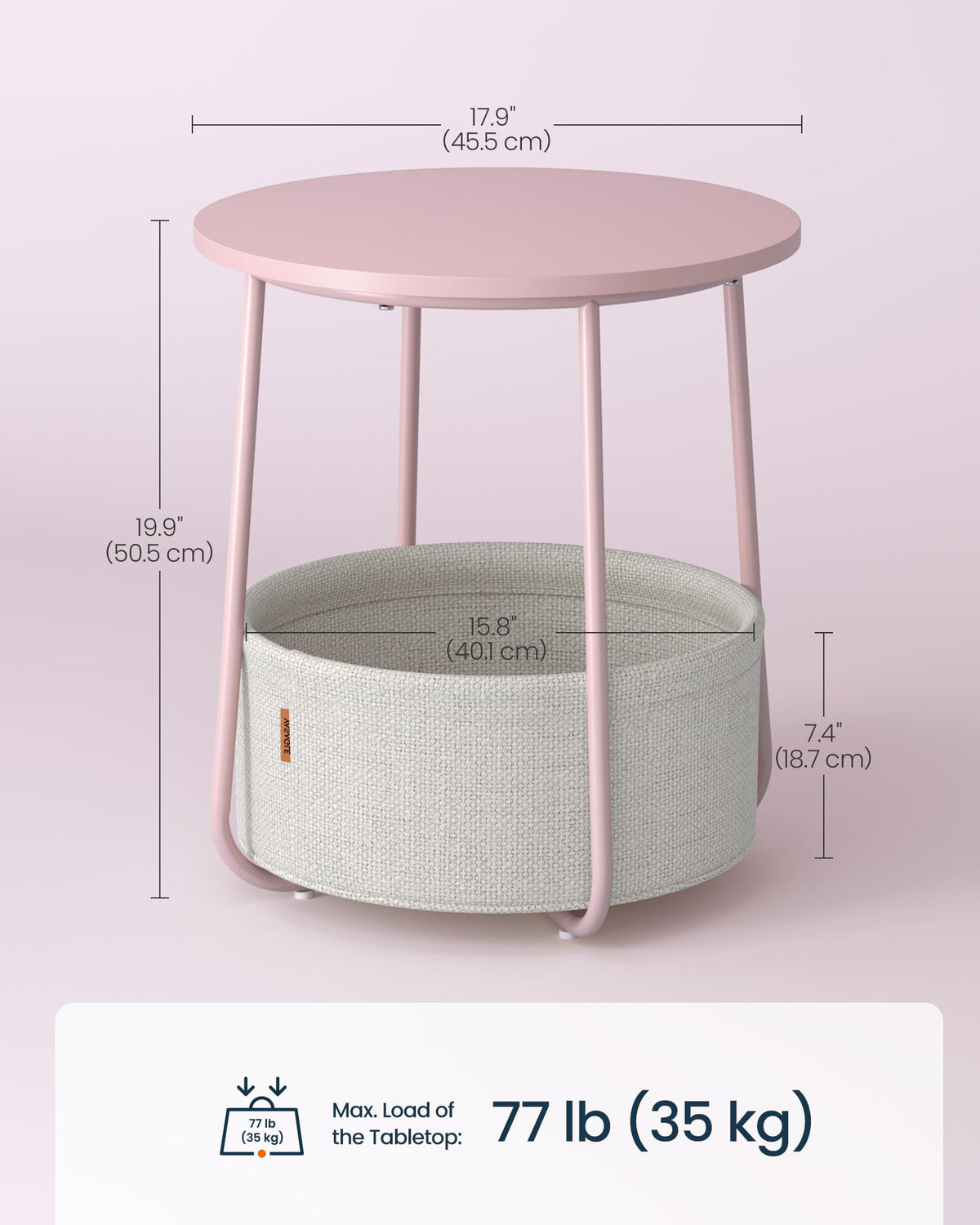 SONGMICS HOME closeup of durable fabric basket for safe everyday storage.