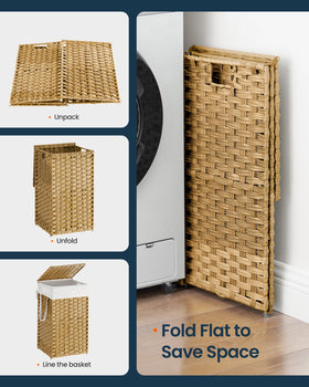 Bottom feet protect floors while stabilizing the hamper.