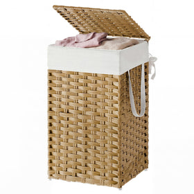 SONGMICS HOME laundry hamper with lid keeps laundry hidden and odors contained.
