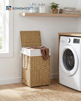 Compact narrow size fits tight spaces in bathroom or bedroom.