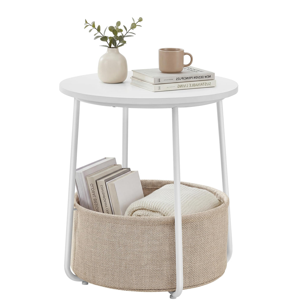 SONGMICS HOME small round side table top view showing compact design and two-tone finish
