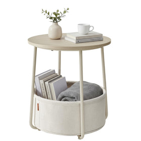 SONGMICS HOME small side table with round top and beige-white finish for elegant living spaces