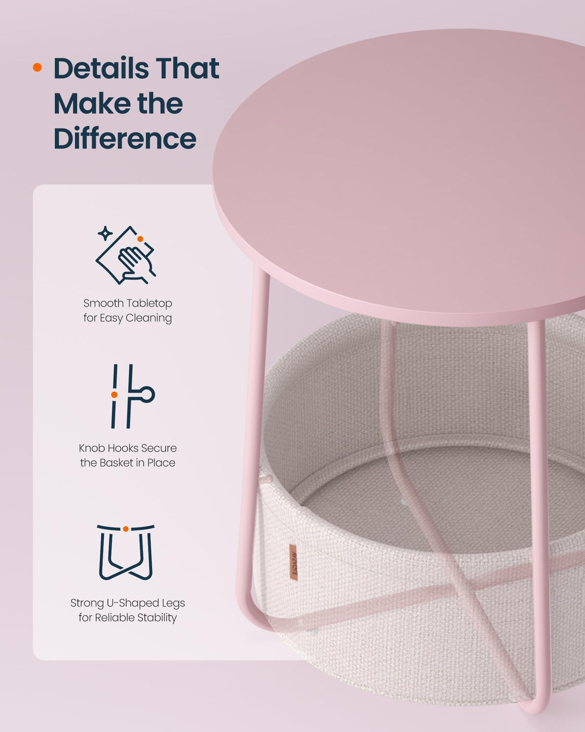 SONGMICS HOME top surface holds lamp or plant for cozy bedside setup.