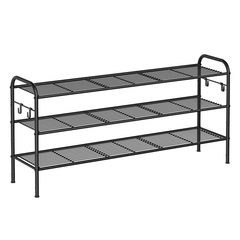 SONGMICS ink black 3-tier shoe rack full view for entryway organization