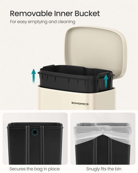 Songmics inner bucket removable for quick, mess-free bag changes.